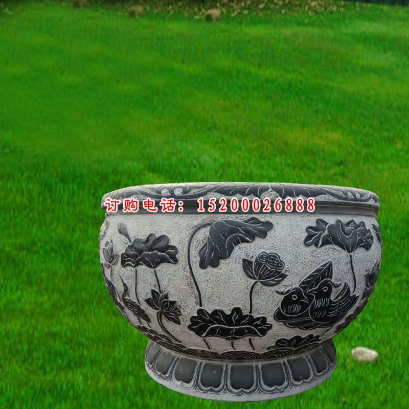 石雕花盆雕塑   大理石景观摆件 (8)