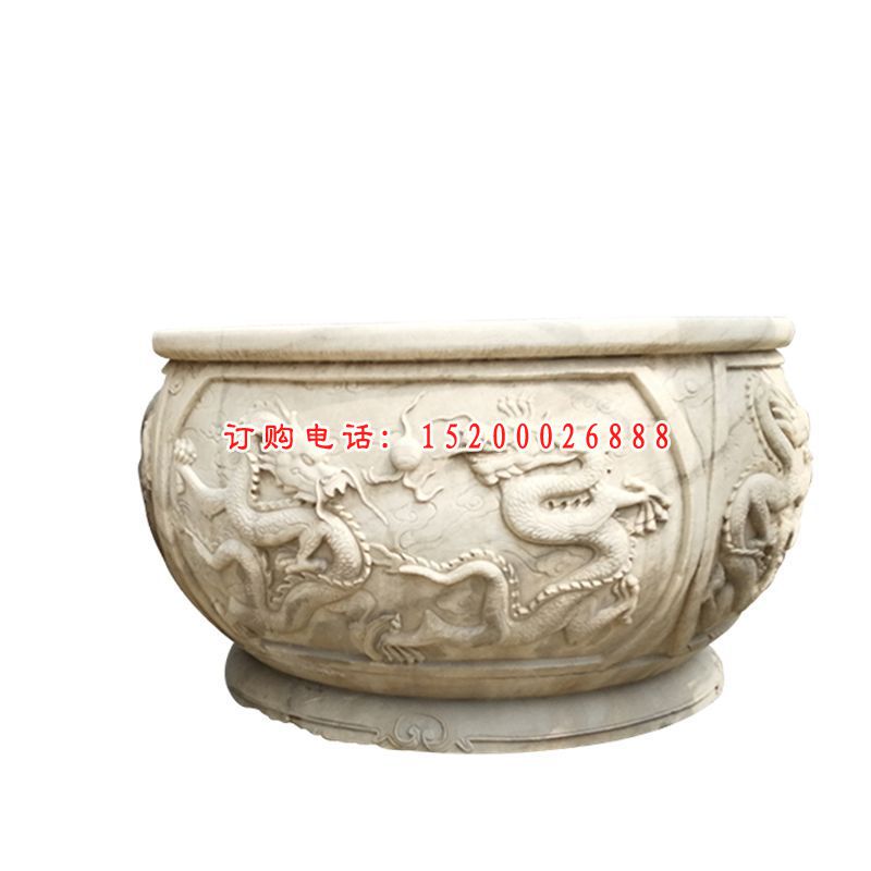 石雕仿古青龙水缸景观雕塑 (4)