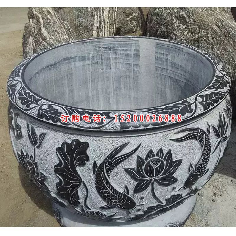 石雕水盆，仿古石水缸 (2)