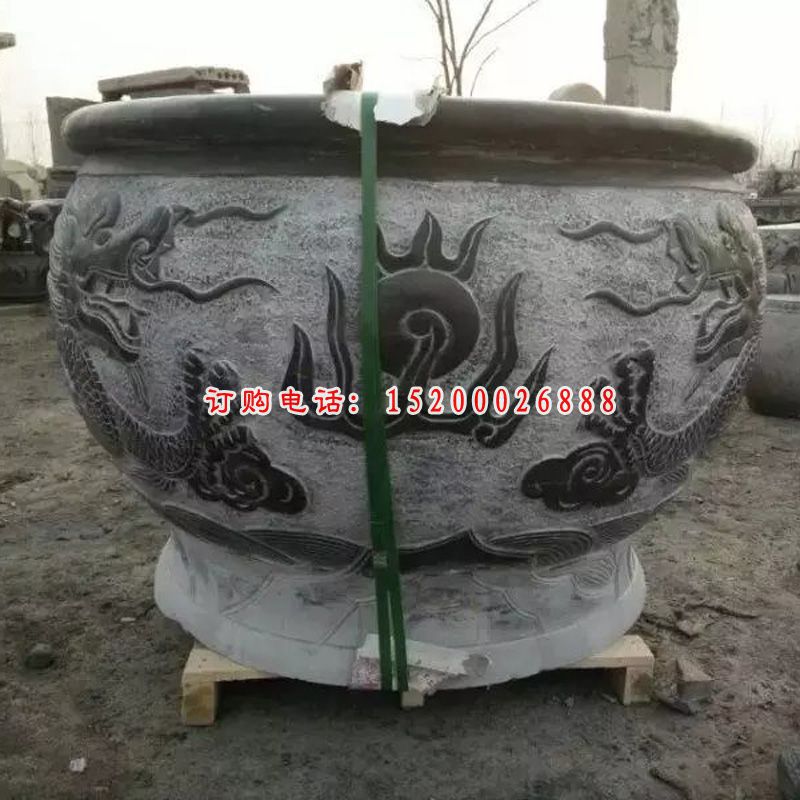 石水缸，仿古石水缸雕塑 (7)
