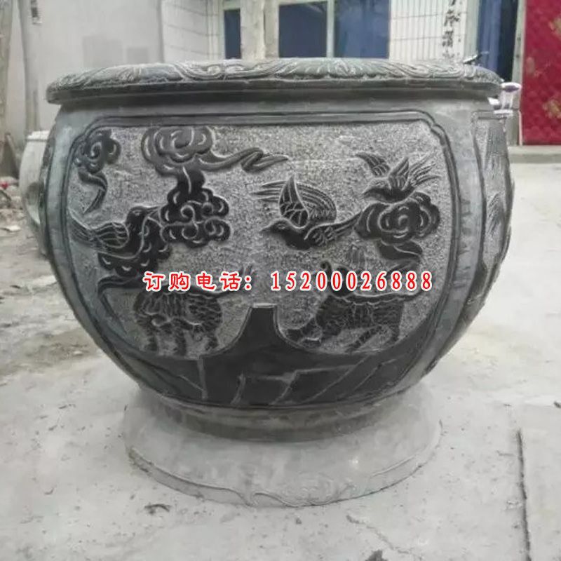 石水缸，仿古石水缸雕塑 (9)