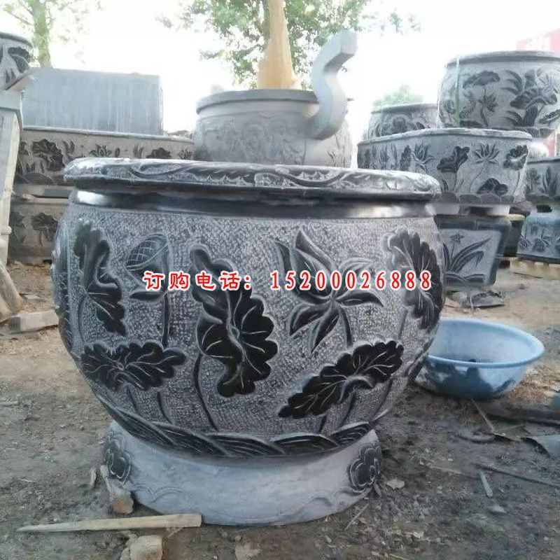 石水缸雕塑，仿古水缸雕塑 (2)