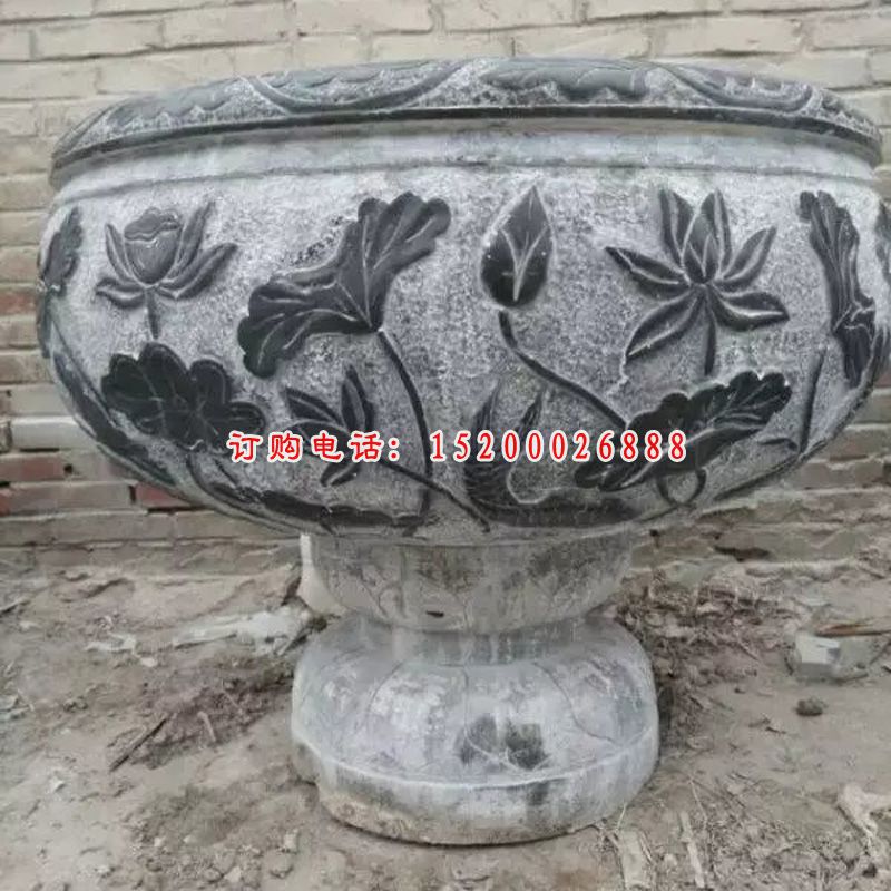 石水缸，仿古石水缸雕塑 (3)
