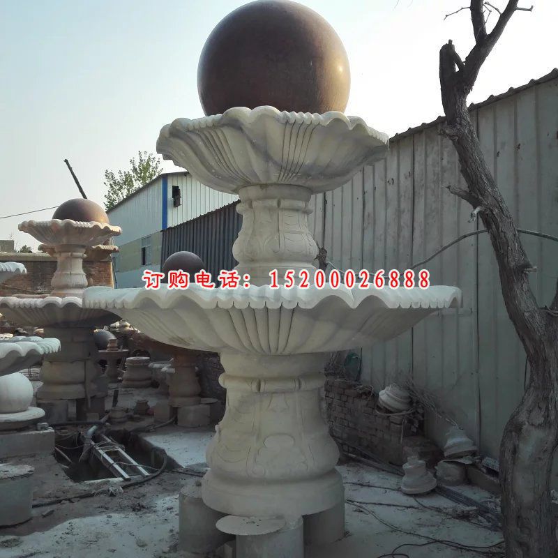 风水球石雕，两层风水球雕塑 (4)