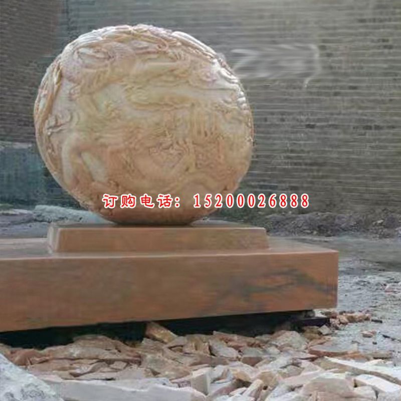 大理石风水球  石雕商场景观摆件 (1)