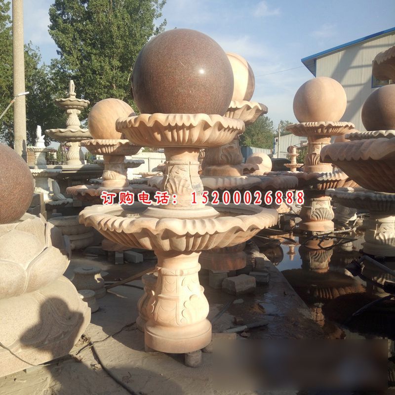 风水球喷泉，公园景观石雕