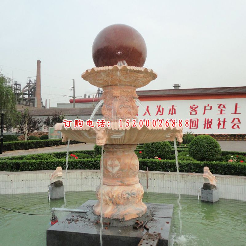 风水球喷泉石雕，公园景观石雕 (2)