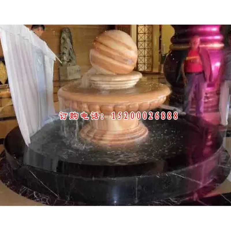 风水球石雕，晚霞红风水球雕塑