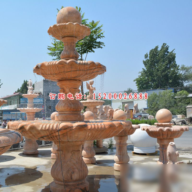 三层风水球石雕，园林景观石雕