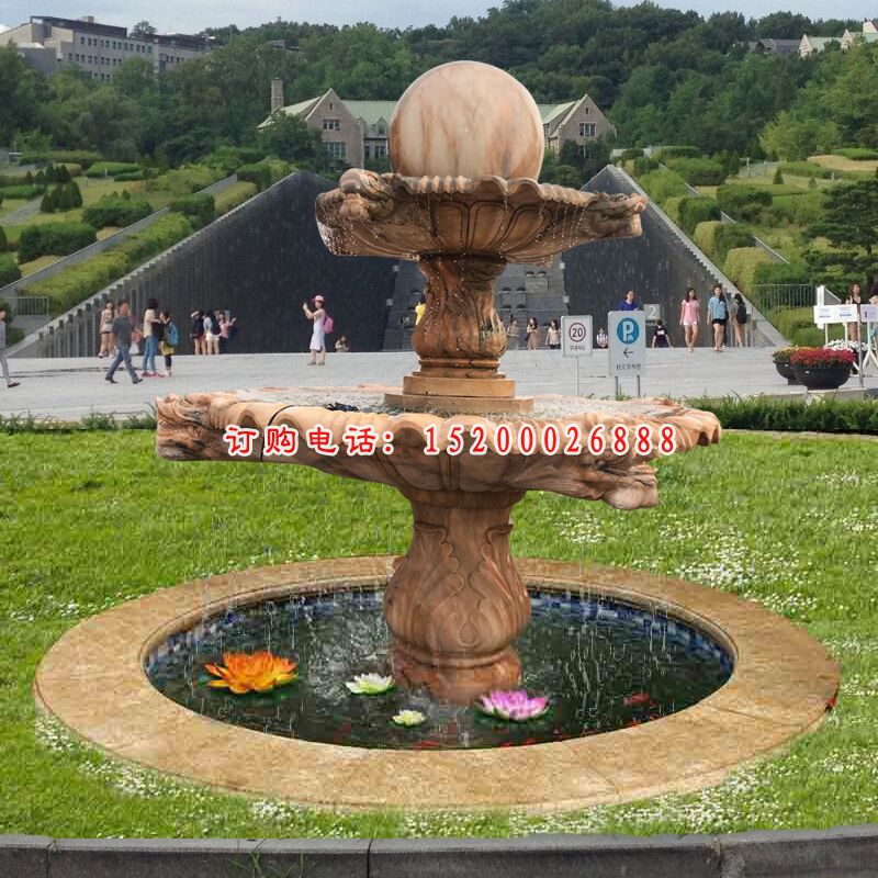 晚霞红风水球  石雕公园景观雕塑 (1)