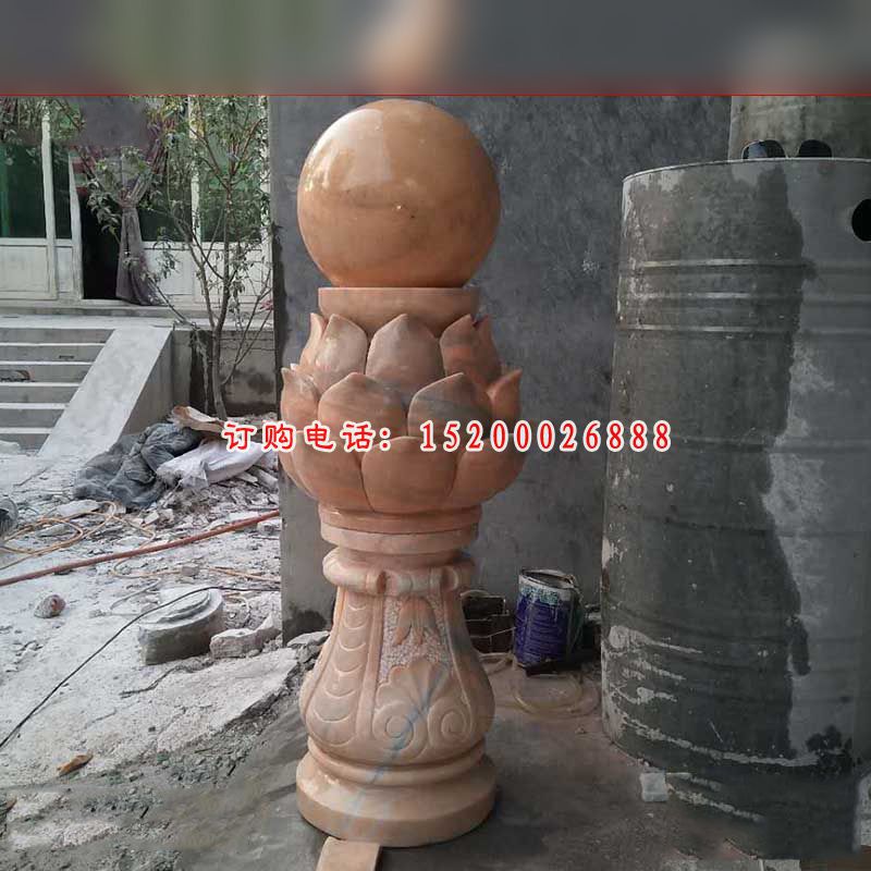 晚霞红风水球  石雕小区景观雕塑