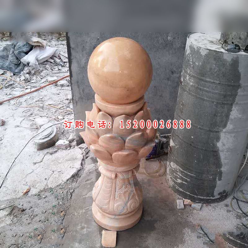 晚霞红小型风水球  石雕公园景观雕塑