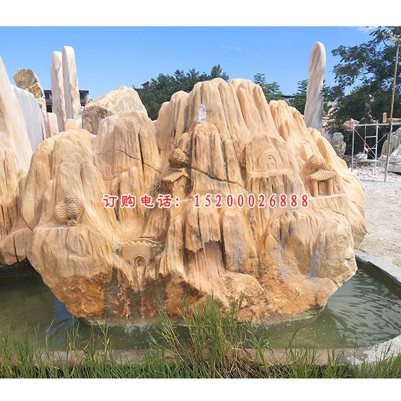 大理石假山   石雕公园景观摆件 (1)