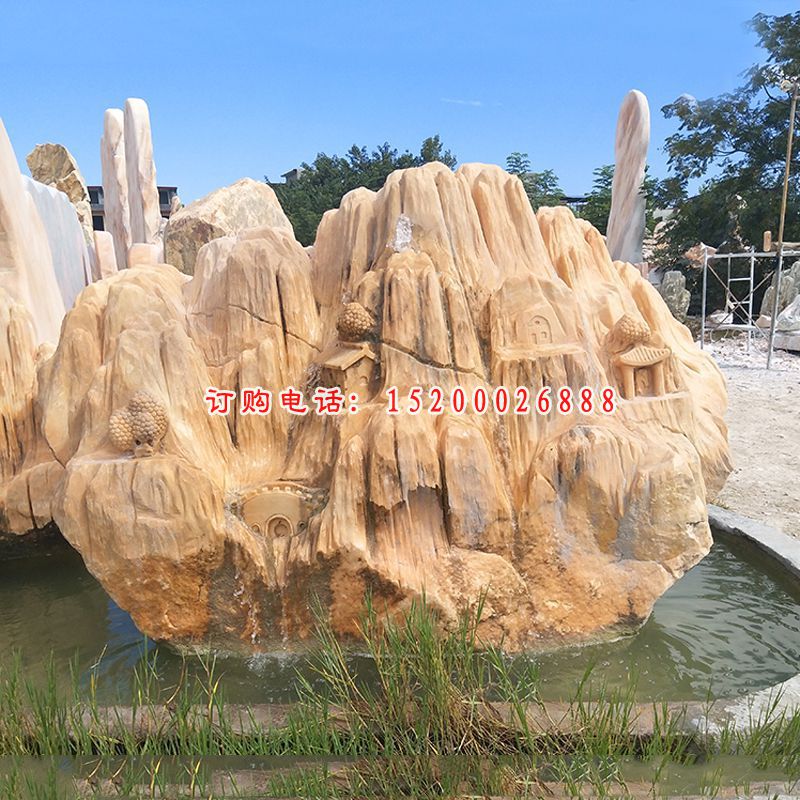 大理石假山   石雕公园景观摆件 (2)