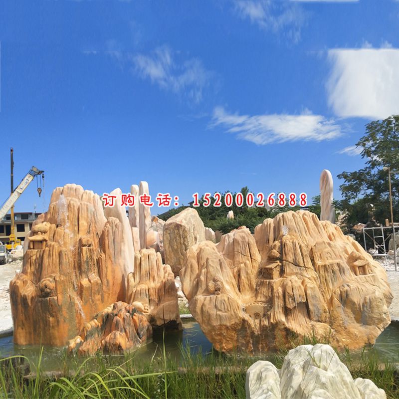 大理石假山   石雕公园景观摆件 (4)