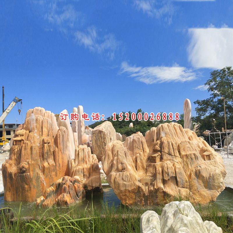 大理石假山   石雕公园景观摆件 (3)