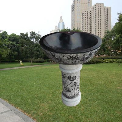 青石跌水盆鱼缸 庭院鱼缸石雕 