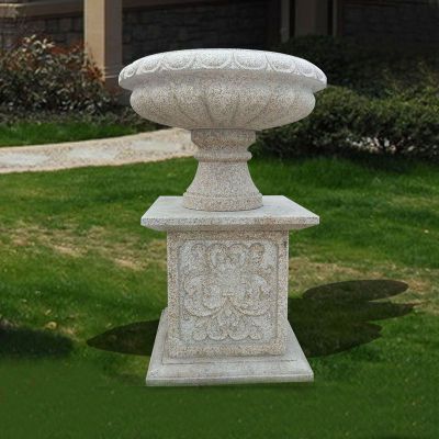 大理石花盆  石雕公园景观雕塑 