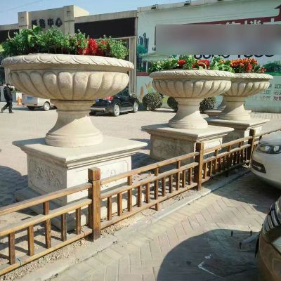 大理石花盆  石雕小区景观雕塑 