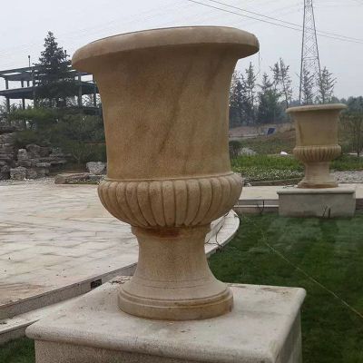 石雕花盆，广场景观雕塑