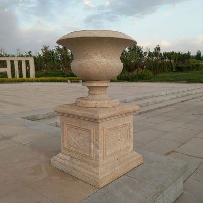 欧式花钵石雕，公园石雕花盆 