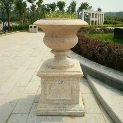 砂岩花盆  石雕小区景观摆件