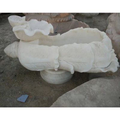 白菜石盆，汉白玉白菜花盆