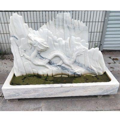 大理石雕刻假山龙  石雕庭院景观雕塑
