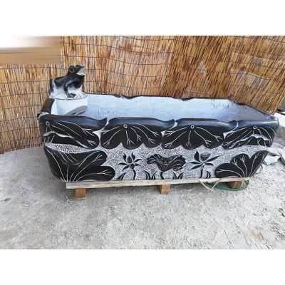 大理石鲤鱼水缸 石雕庭院景观雕塑