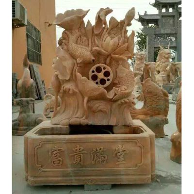 富贵满堂石雕，晚霞红景观石雕