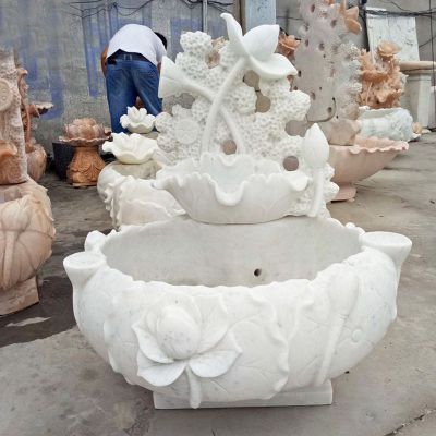 汉白玉莲花水池  石雕庭院景观摆件