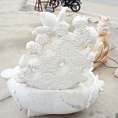 汉白玉莲花水盆  石雕小区景观摆件