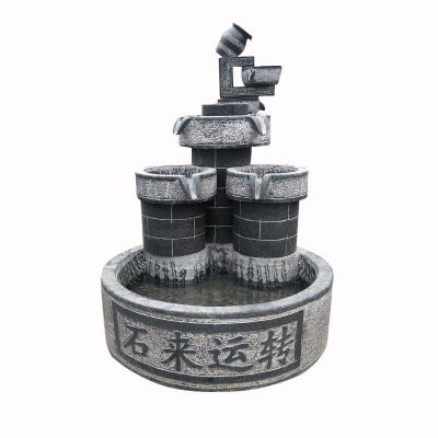 青石假山水池 石雕小区景观雕塑