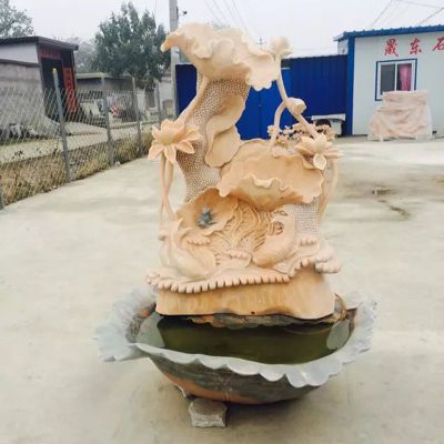 石雕荷花雕塑，晚霞红荷花雕塑