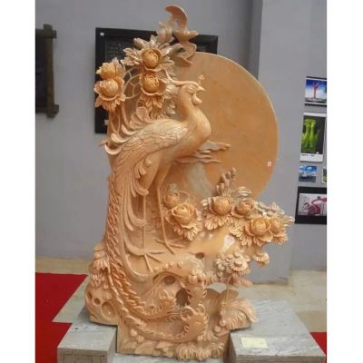 石雕孔雀雕塑，石头孔雀雕塑