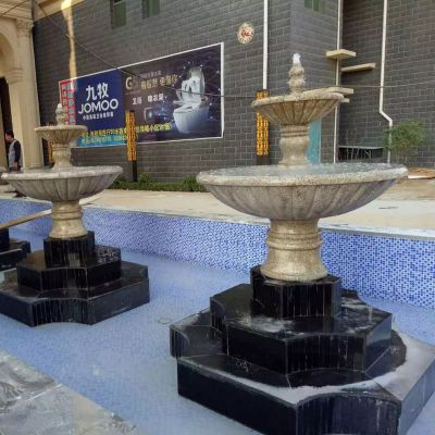 石头喷水盆，石雕跌水盆