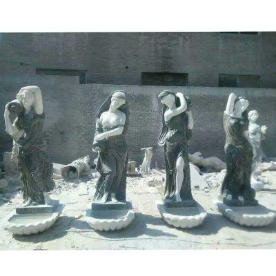 四季女神石水盆，美女水盆