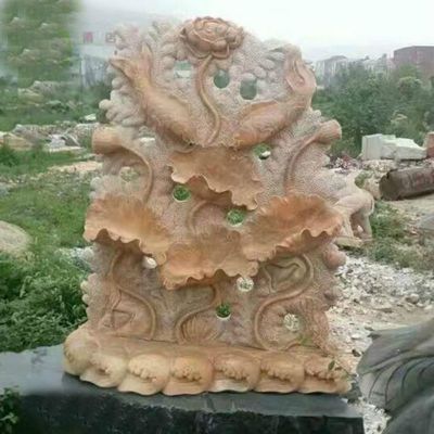 晚霞红莲花雕塑   石雕公园景观摆件