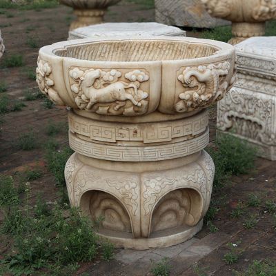 仿古水缸，庭院景观石雕