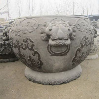仿古水缸，石头水缸雕塑