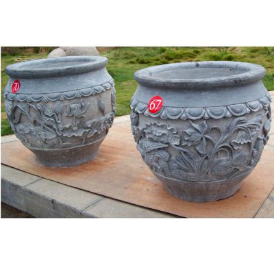 仿古水缸雕塑，石雕水缸