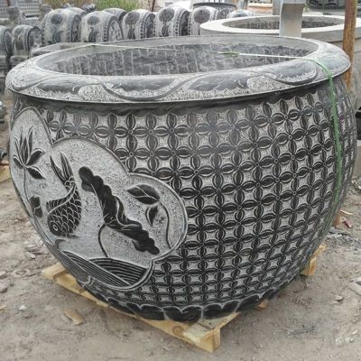 石雕水缸，青石水缸雕塑