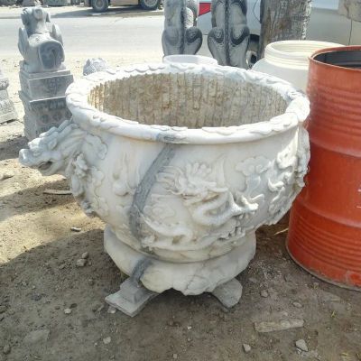 石水缸，雕龙石水缸
