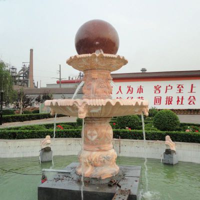 风水球喷泉石雕，公园景观石雕 