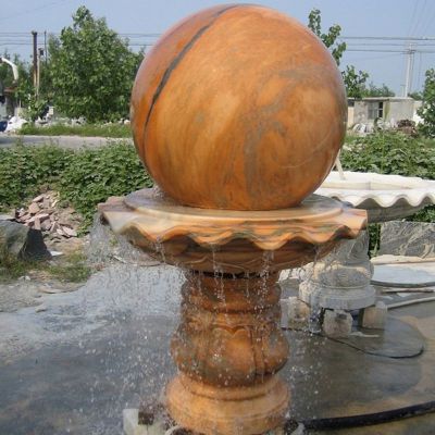 晚霞红风水球   石雕公园景观摆件