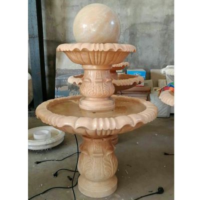晚霞红风水球   石雕小区景观摆件
