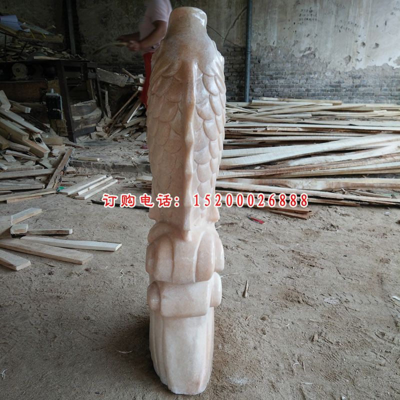 大理石鲤鱼喷泉  石雕公园动物摆件