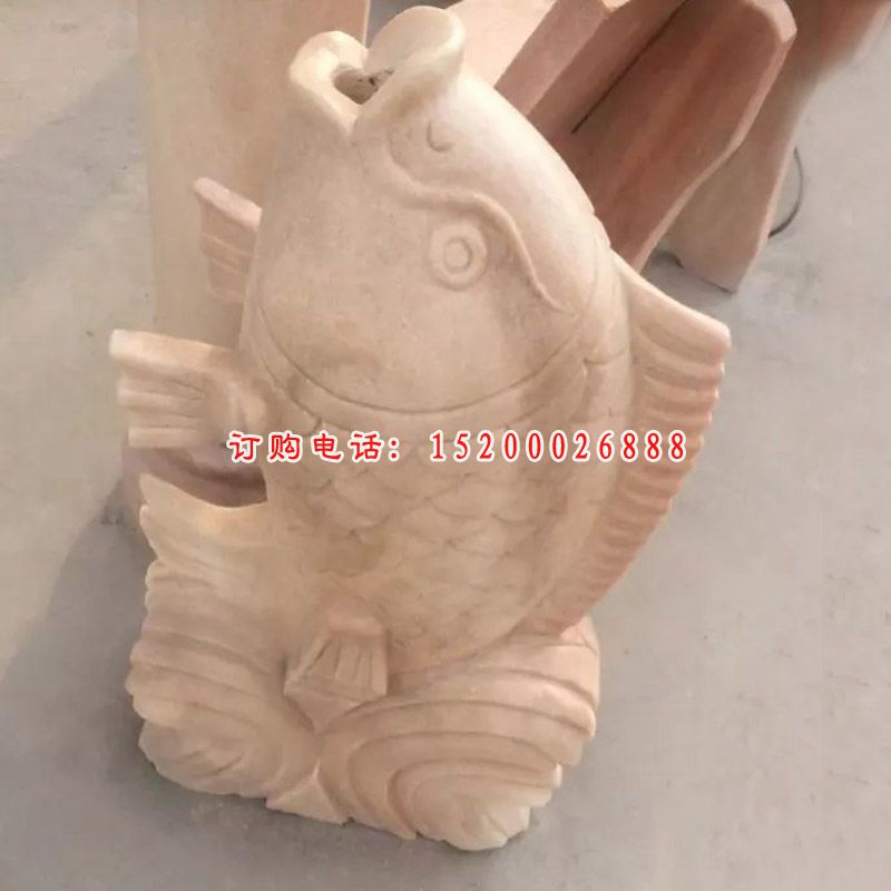 喷泉鱼石雕，石头鱼雕塑 (2)