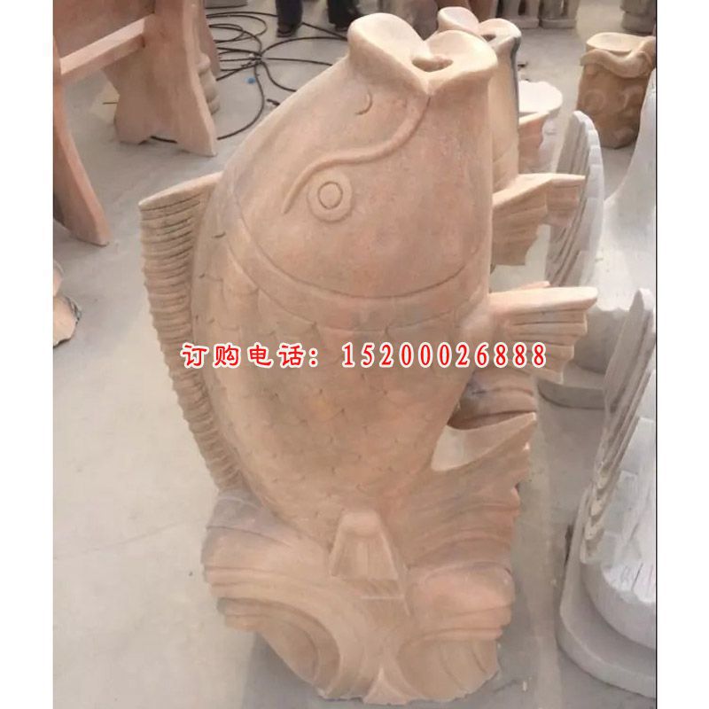 喷泉鱼石雕，石头鱼雕塑 (1)