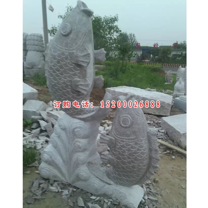 石雕鱼，公园喷泉鱼动物雕塑 (2)